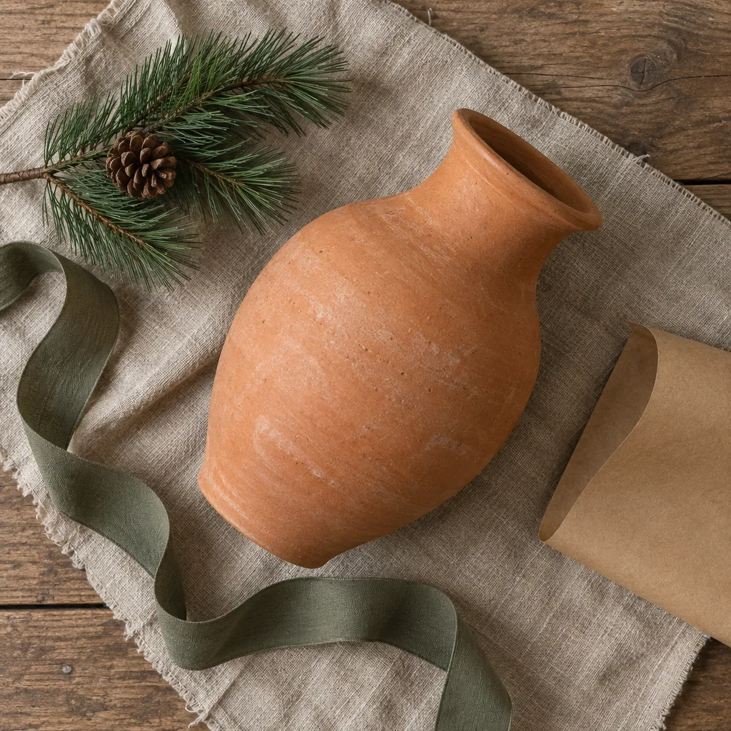 Representative photo-style image of terracotta rustic vase — generated, not a specific product