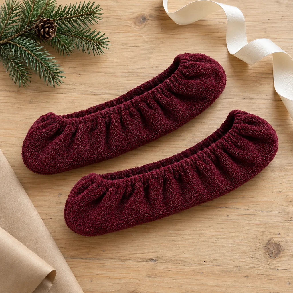 Representative photo-style image of terry cloth skate blade covers — generated, not a specific product