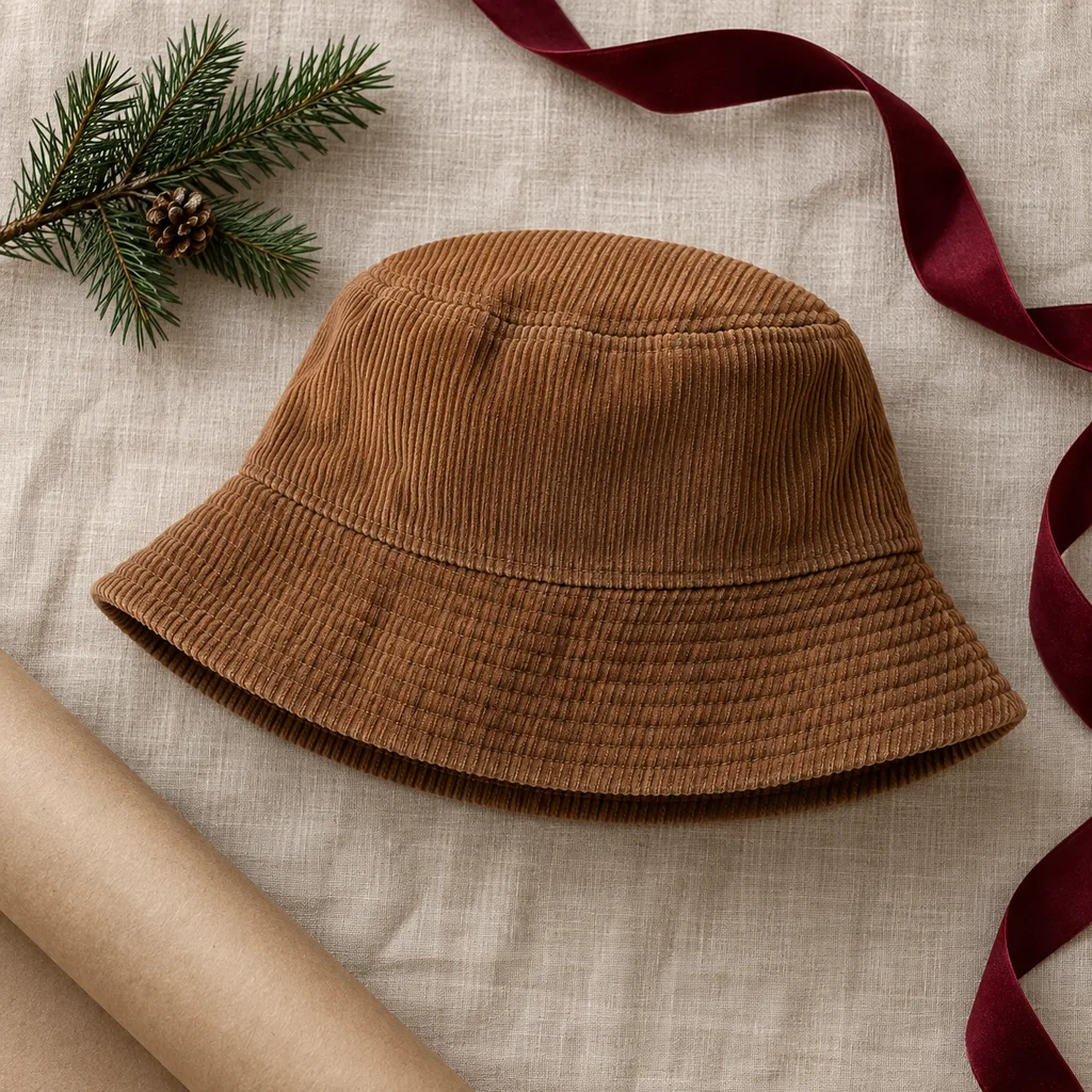 Representative photo-style image of corduroy bucket hat — generated, not a specific product