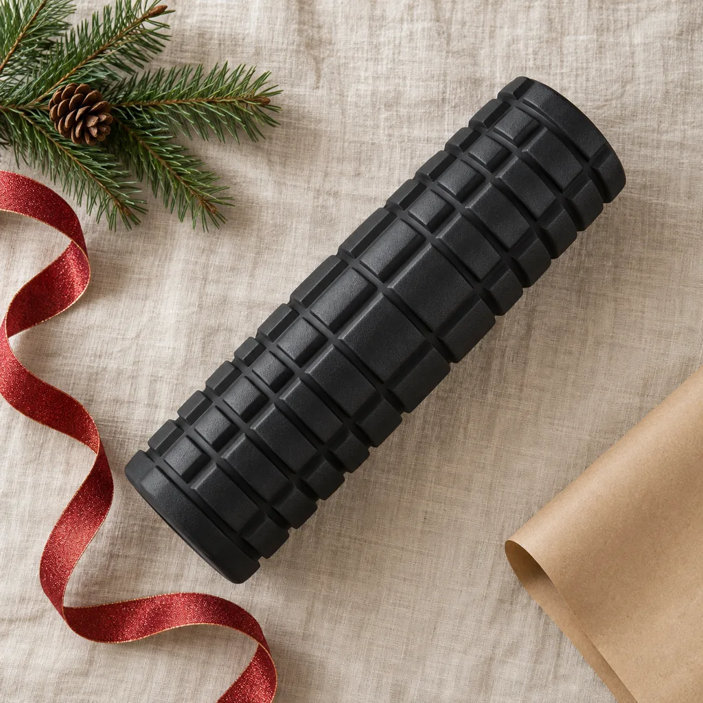 Representative photo-style image of textured grid foam roller — generated, not a specific product