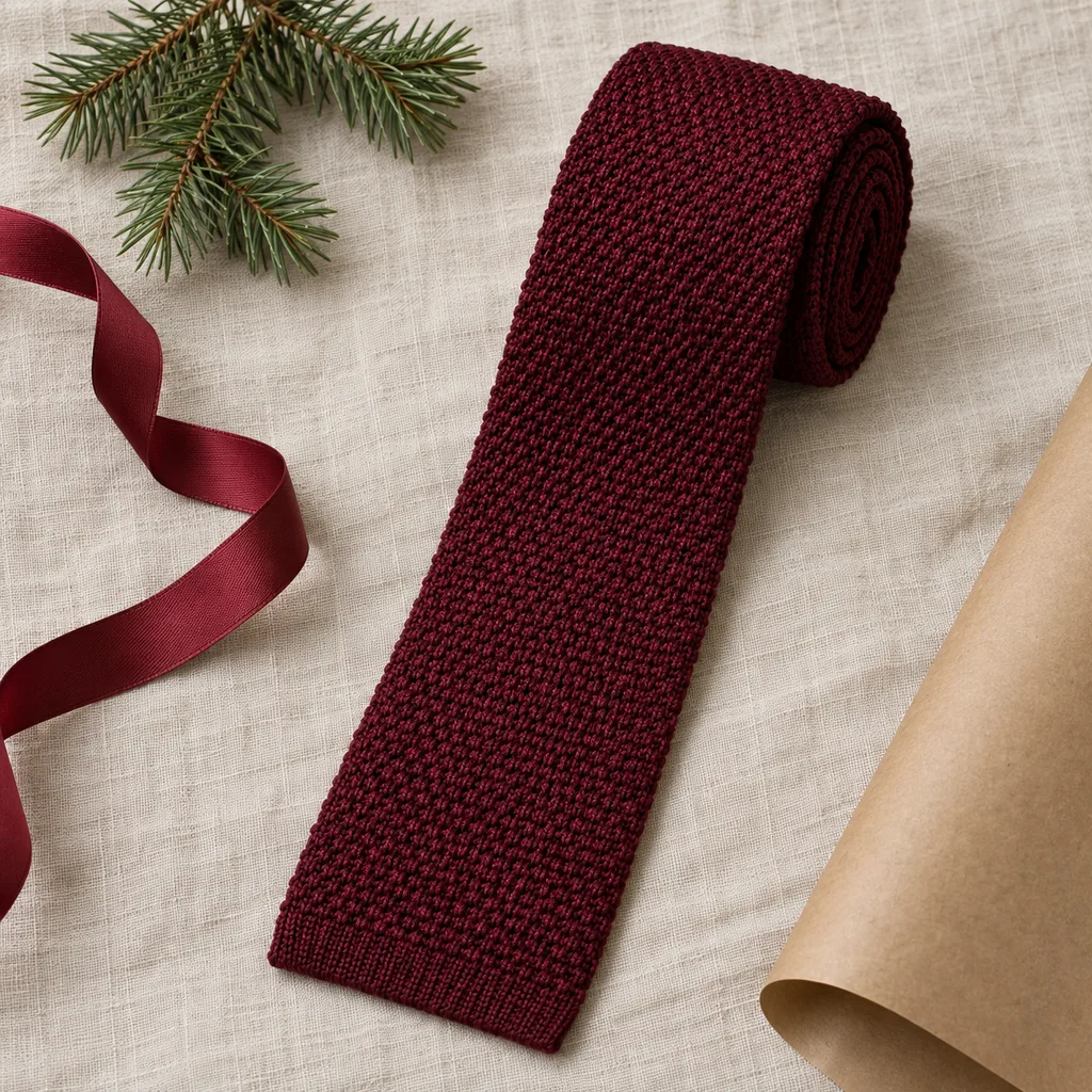 Representative photo-style image of knit necktie — generated, not a specific product