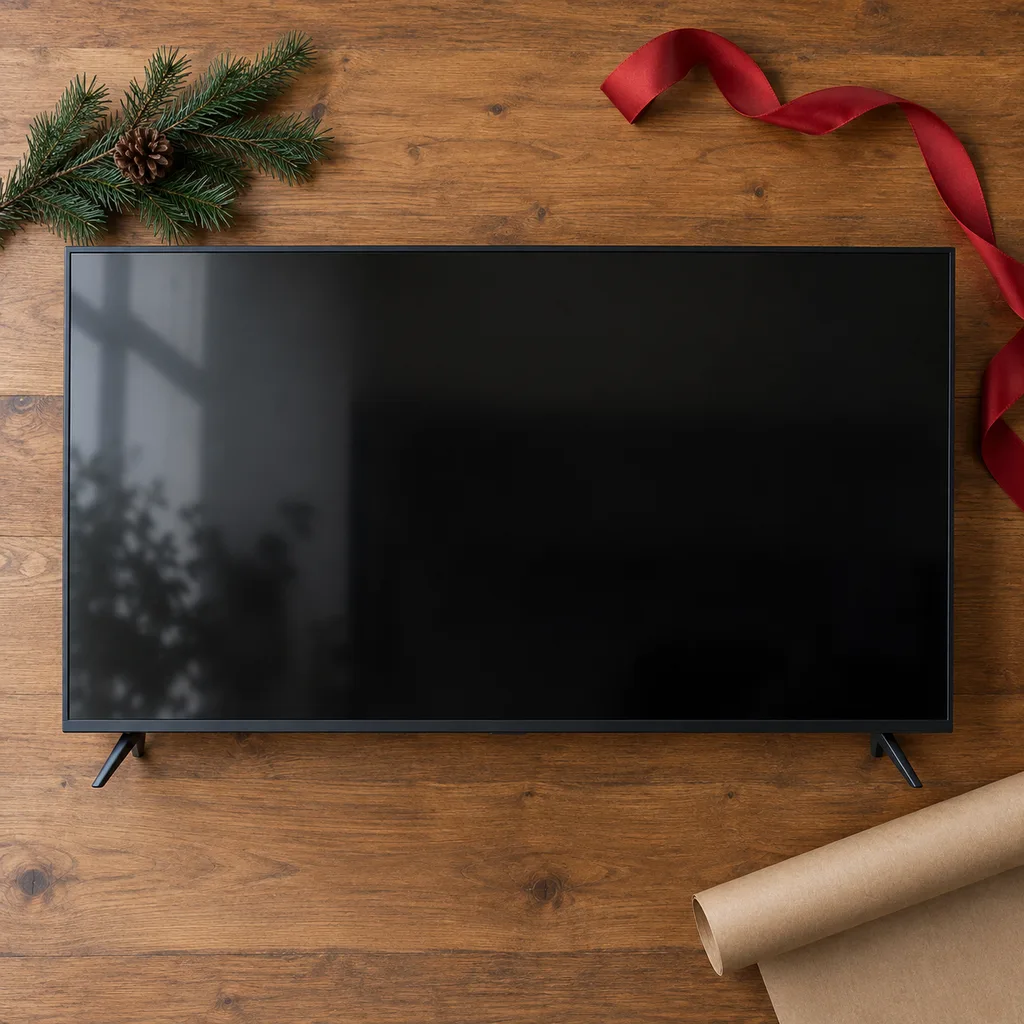 Representative photo-style image of thin profile smart television — generated, not a specific product