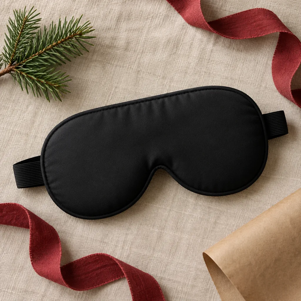 Representative photo-style image of total darkness blackout mask — generated, not a specific product