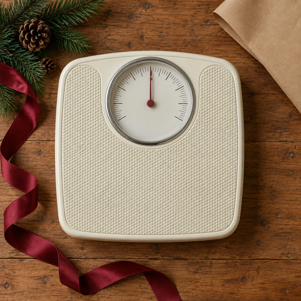 Representative photo-style image of analog bathroom scale — generated, not a specific product