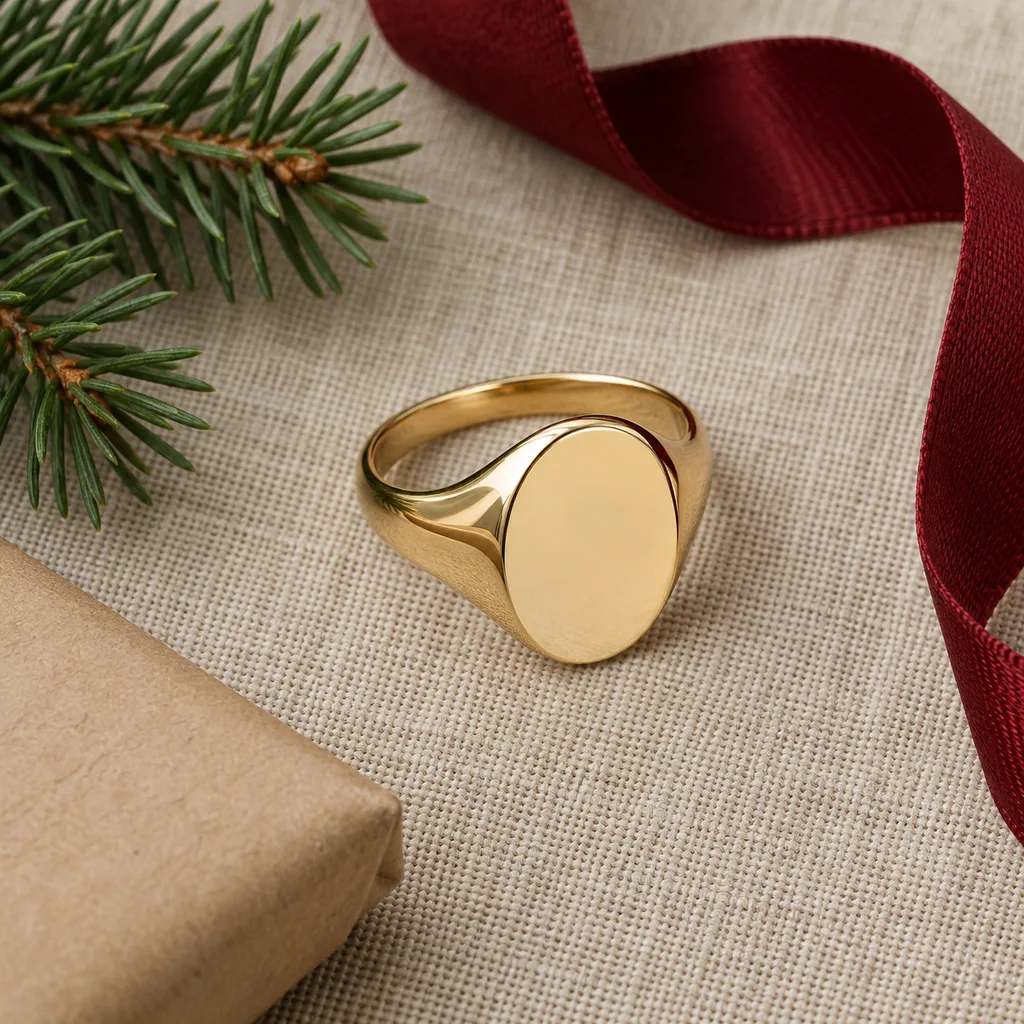 Representative photo-style image of traditional engravable signet ring — generated, not a specific product