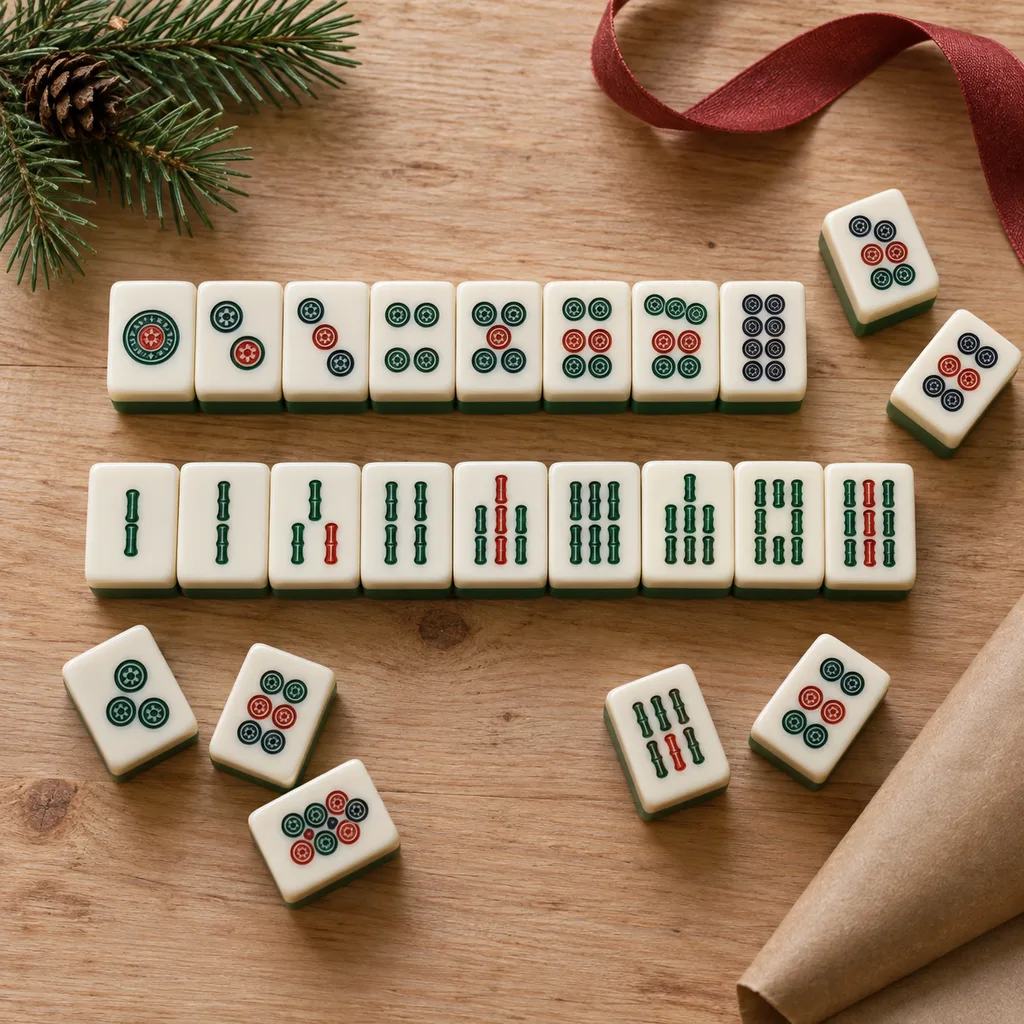 Representative photo-style image of mahjong tiles game — generated, not a specific product