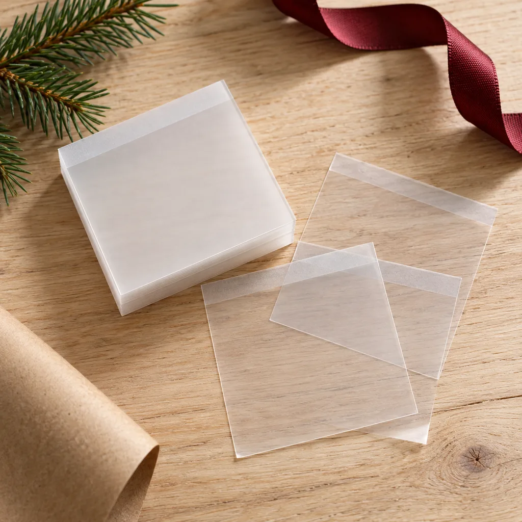 Representative photo-style image of transparent sticky notes — generated, not a specific product