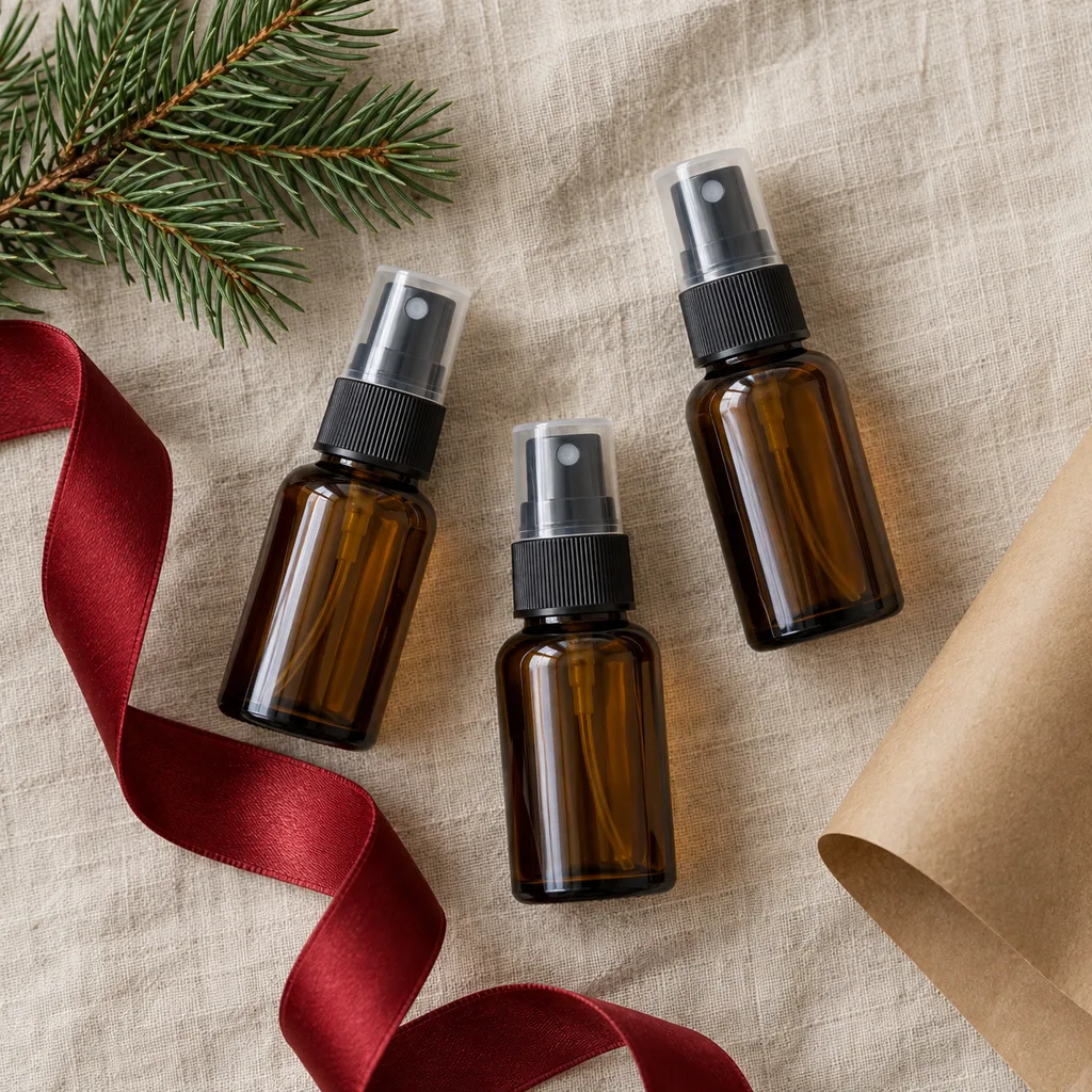 Representative photo-style image of travel-friendly aromatherapy spray set — generated, not a specific product