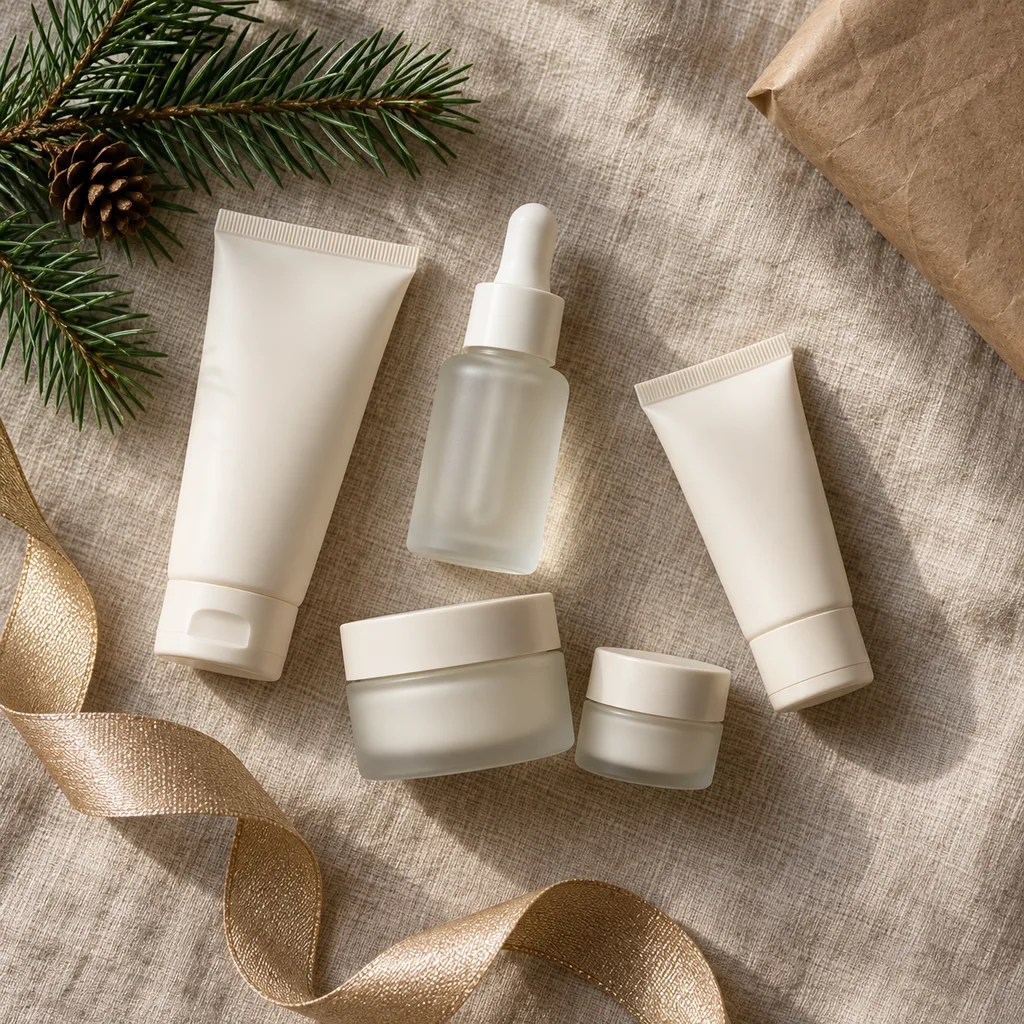 Representative photo-style image of travel size skincare minis — generated, not a specific product