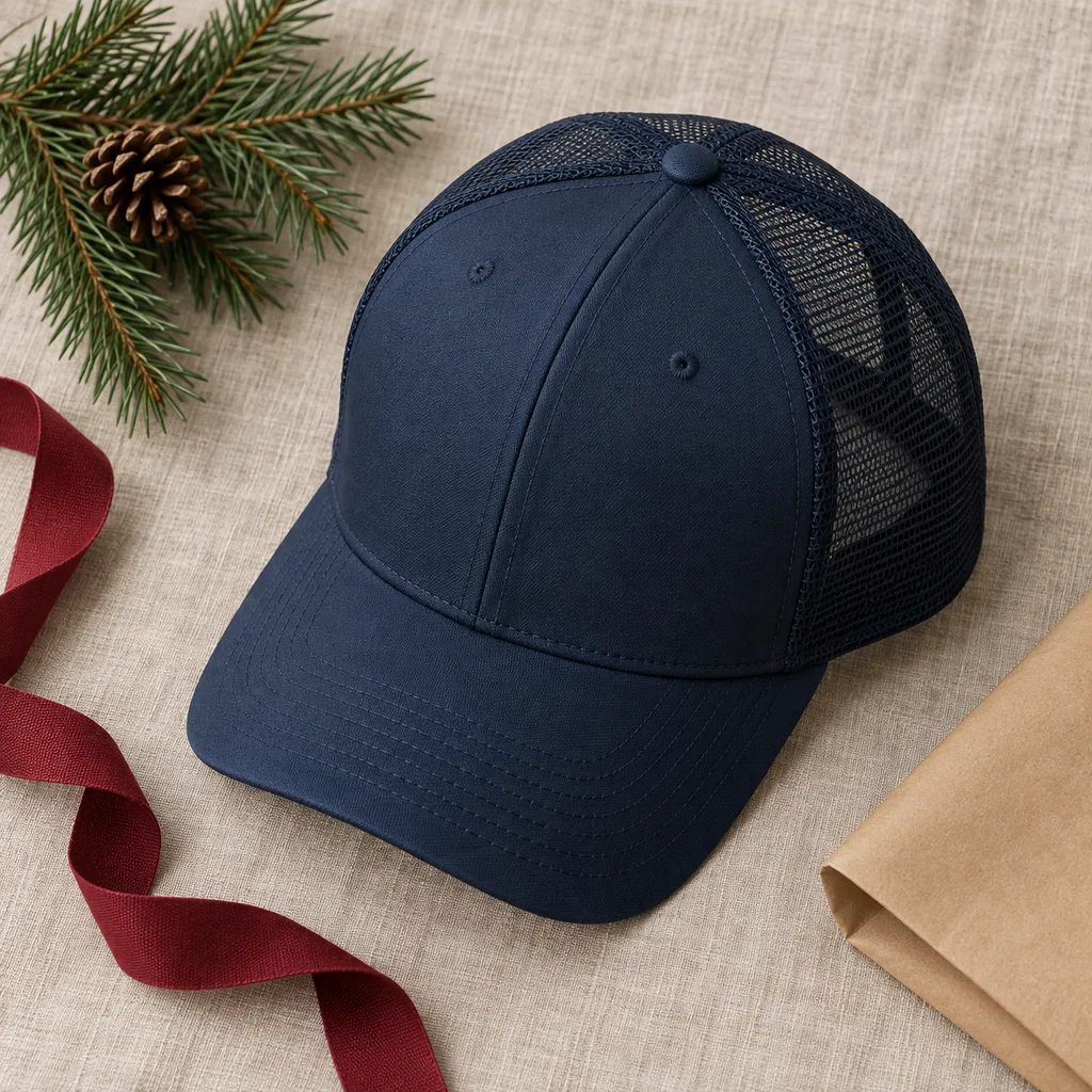 Representative photo-style image of trucker style mesh cap — generated, not a specific product