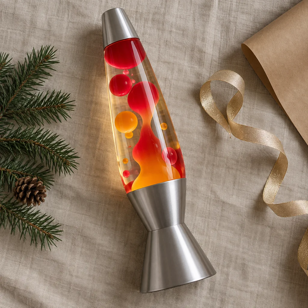 Representative photo-style image of two-tone liquid motion lamp — generated, not a specific product