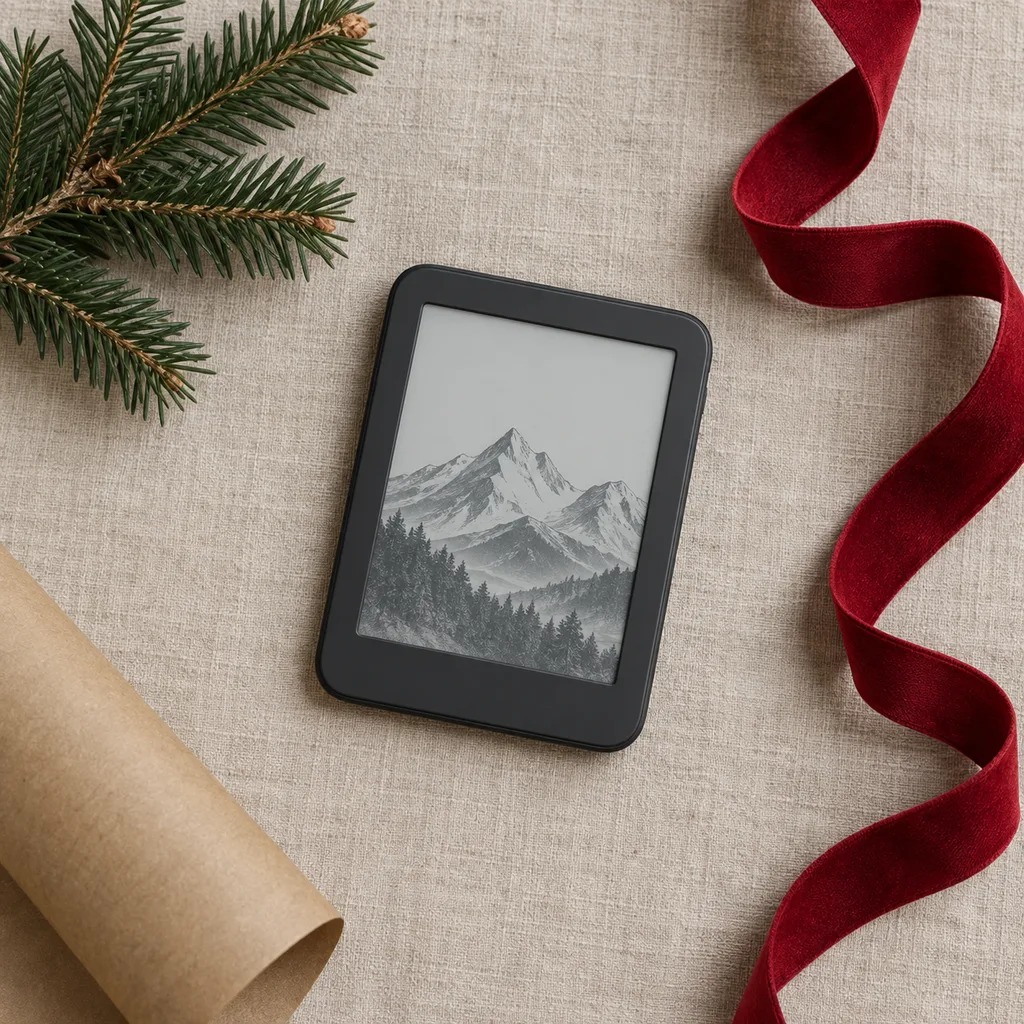 Representative photo-style image of ultra-portable pocket e-reader — generated, not a specific product