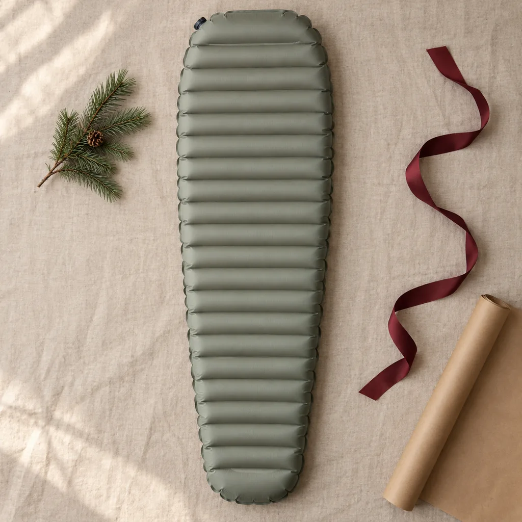 Representative photo-style image of ultralight minimalist sleep mat — generated, not a specific product