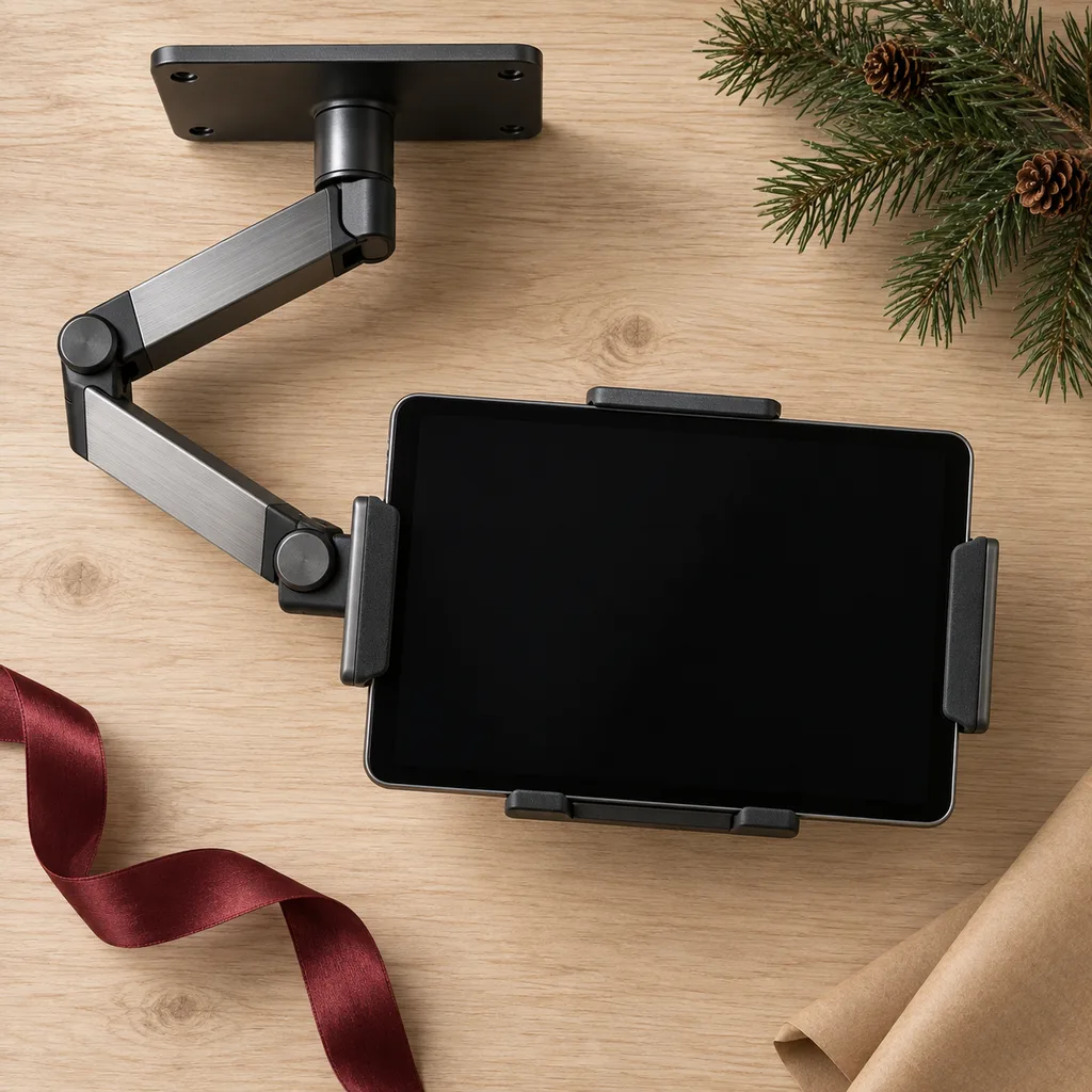 Representative photo-style image of under cabinet tablet mount — generated, not a specific product