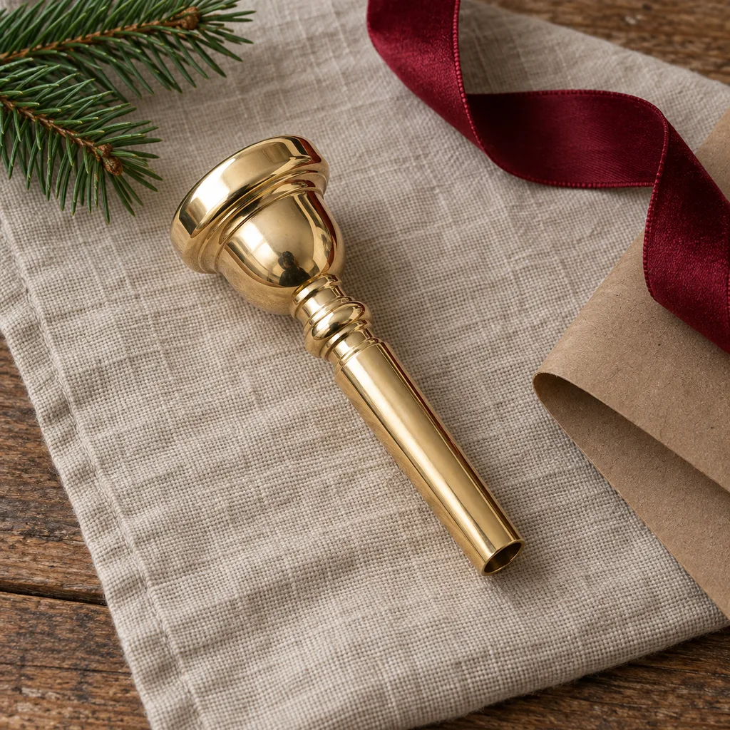 Representative photo-style image of universal brass mouthpiece — generated, not a specific product