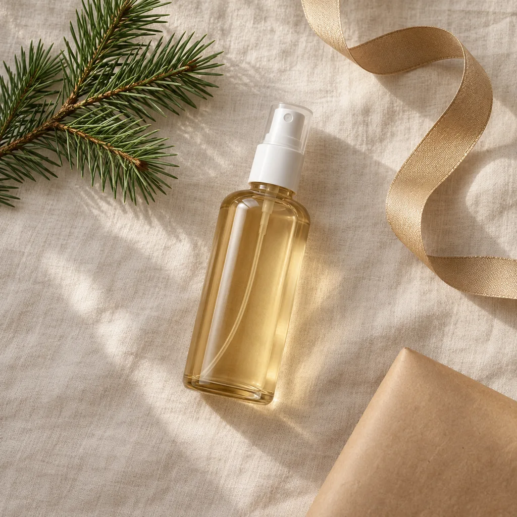 Representative photo-style image of uplifting room and linen spray — generated, not a specific product