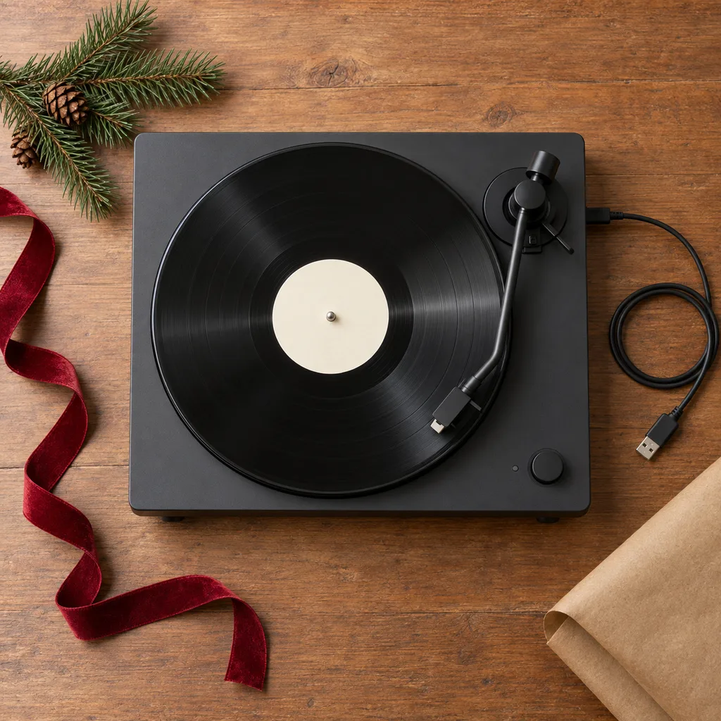 Representative photo-style image of usb record player for digital conversion — generated, not a specific product