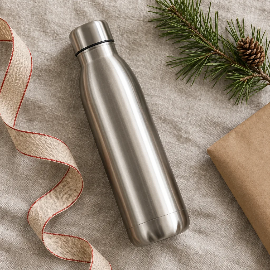 Representative photo-style image of vacuum insulated stainless steel bottle — generated, not a specific product