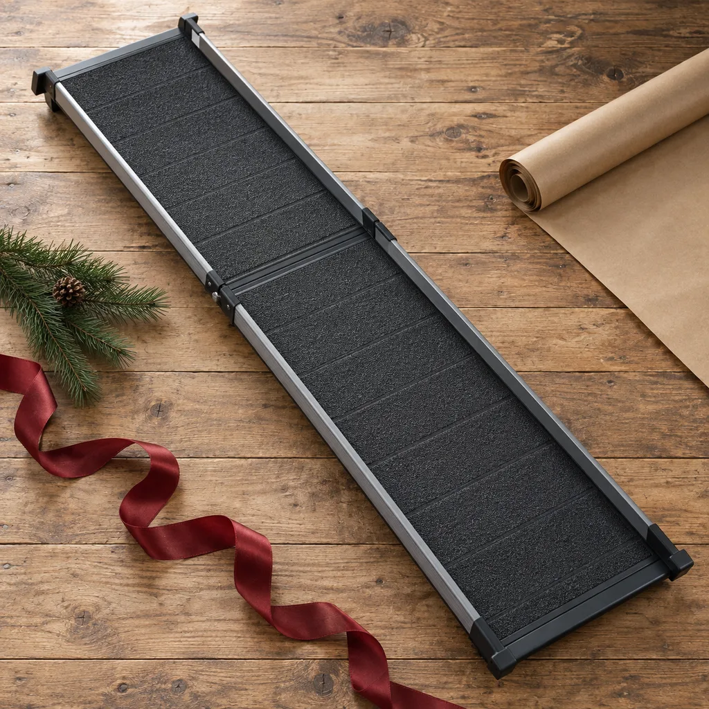Representative photo-style image of vehicle access pet loading ramp — generated, not a specific product