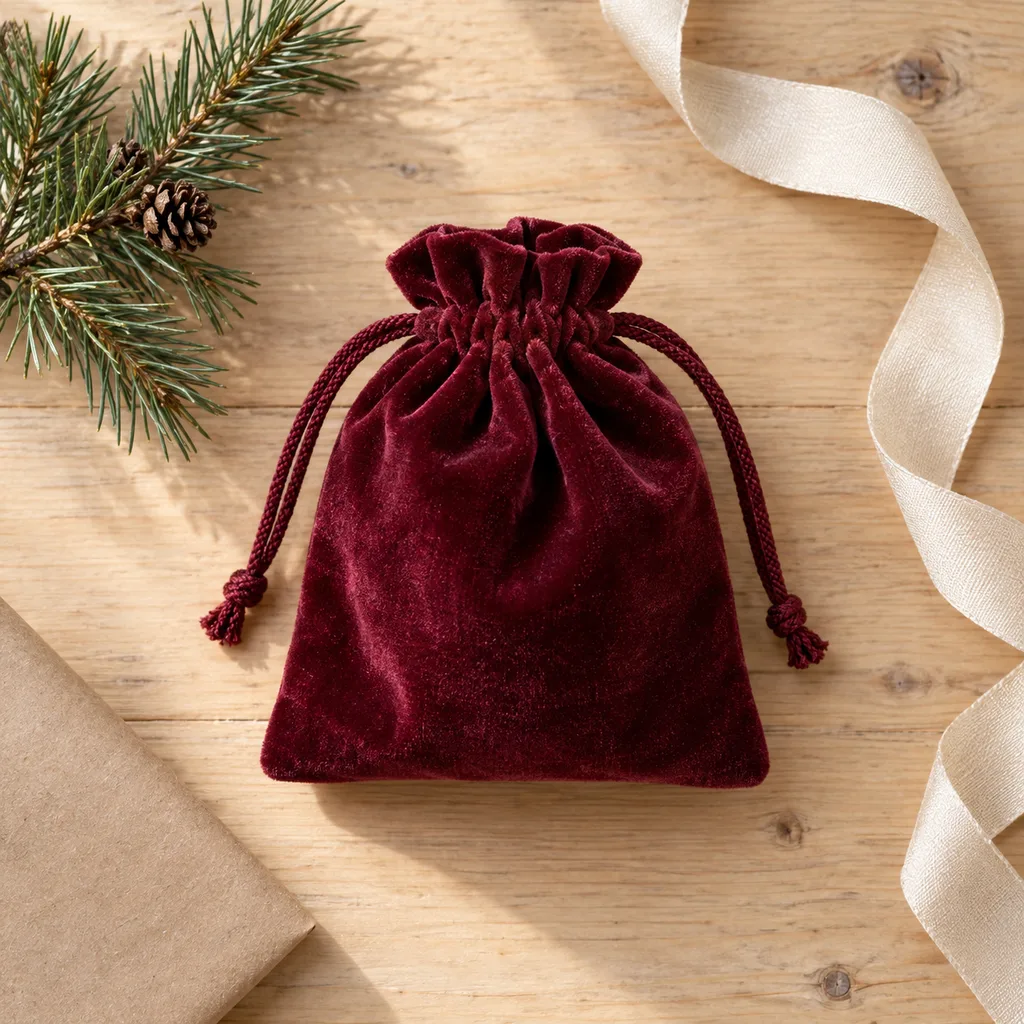 Representative photo-style image of velvet dice storage bag — generated, not a specific product