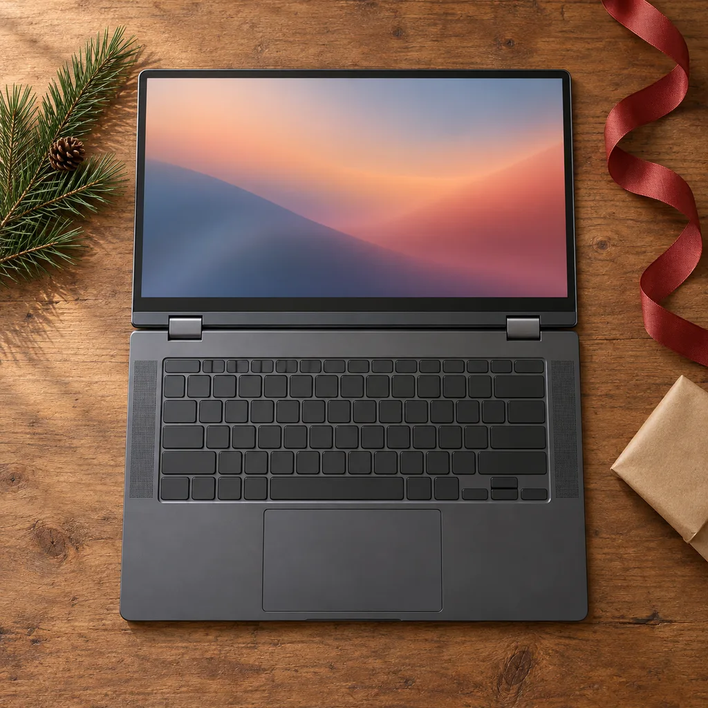 Representative photo-style image of versatile 2-in-1 convertible laptop — generated, not a specific product