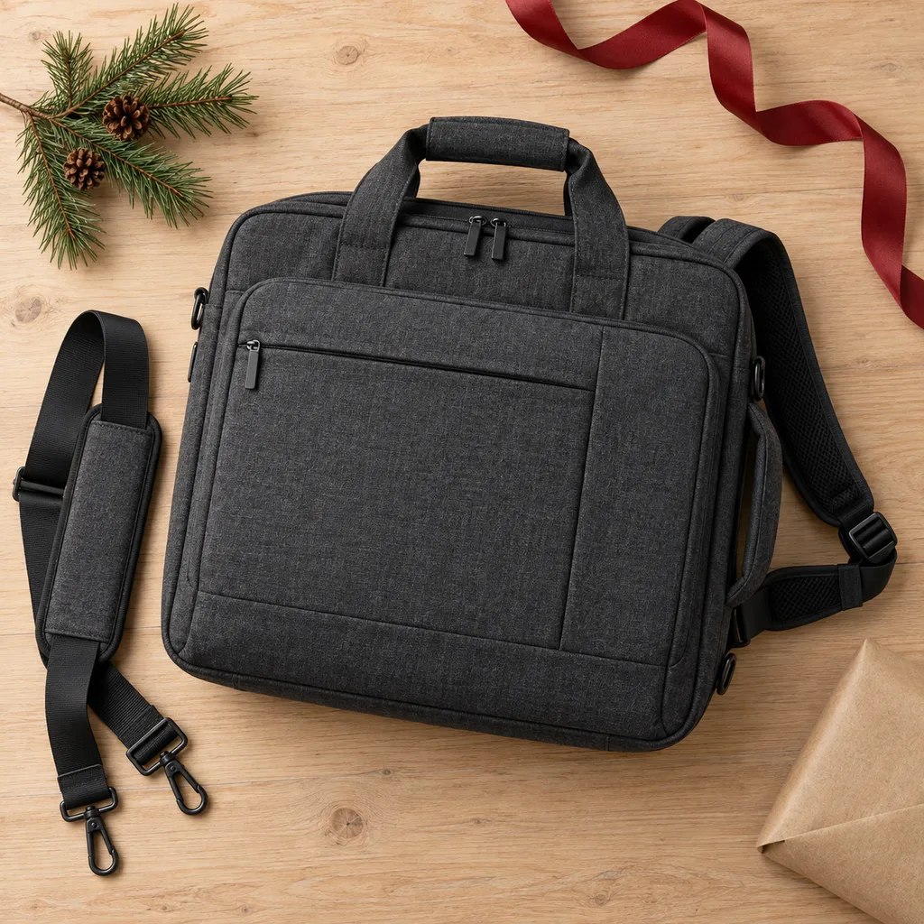 Representative photo-style image of versatile convertible laptop bag — generated, not a specific product