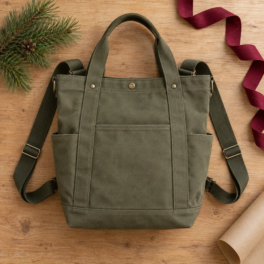 Representative photo-style image of versatile convertible tote backpack — generated, not a specific product