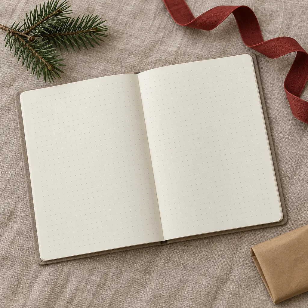Representative photo-style image of dot grid notebook — generated, not a specific product