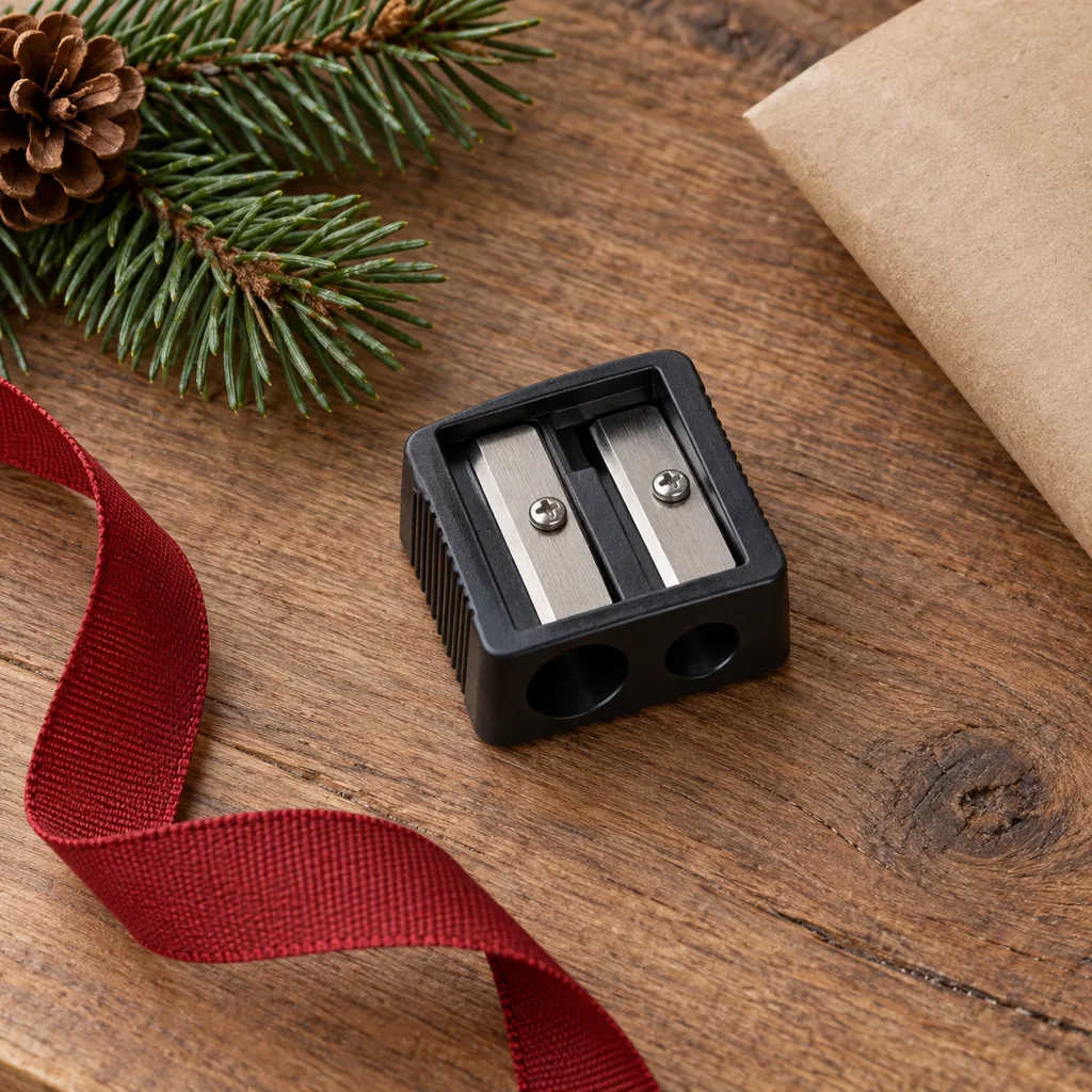 Representative photo-style image of versatile dual-hole pencil sharpener — generated, not a specific product