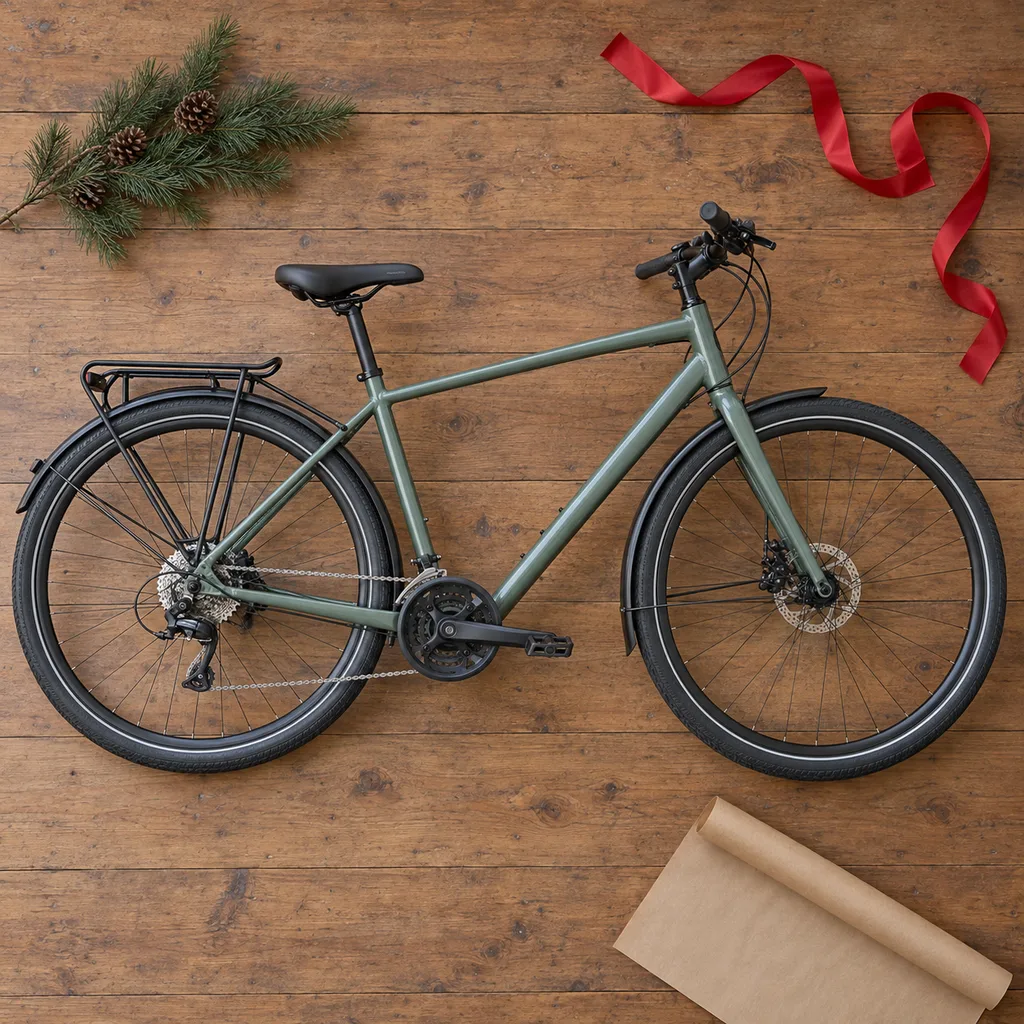 Representative photo-style image of versatile hybrid commuter bicycle — generated, not a specific product