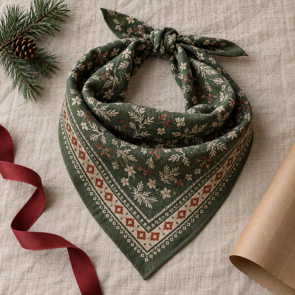 Representative photo-style image of versatile patterned bandana neckerchief — generated, not a specific product