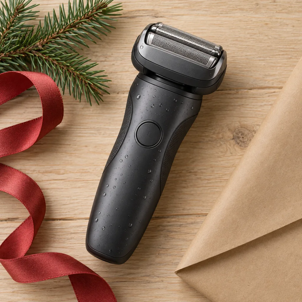 Representative photo-style image of versatile wet and dry electric shaver — generated, not a specific product