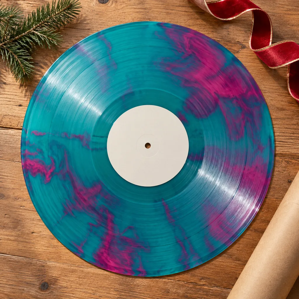 Representative photo-style image of vibrant colored vinyl record — generated, not a specific product