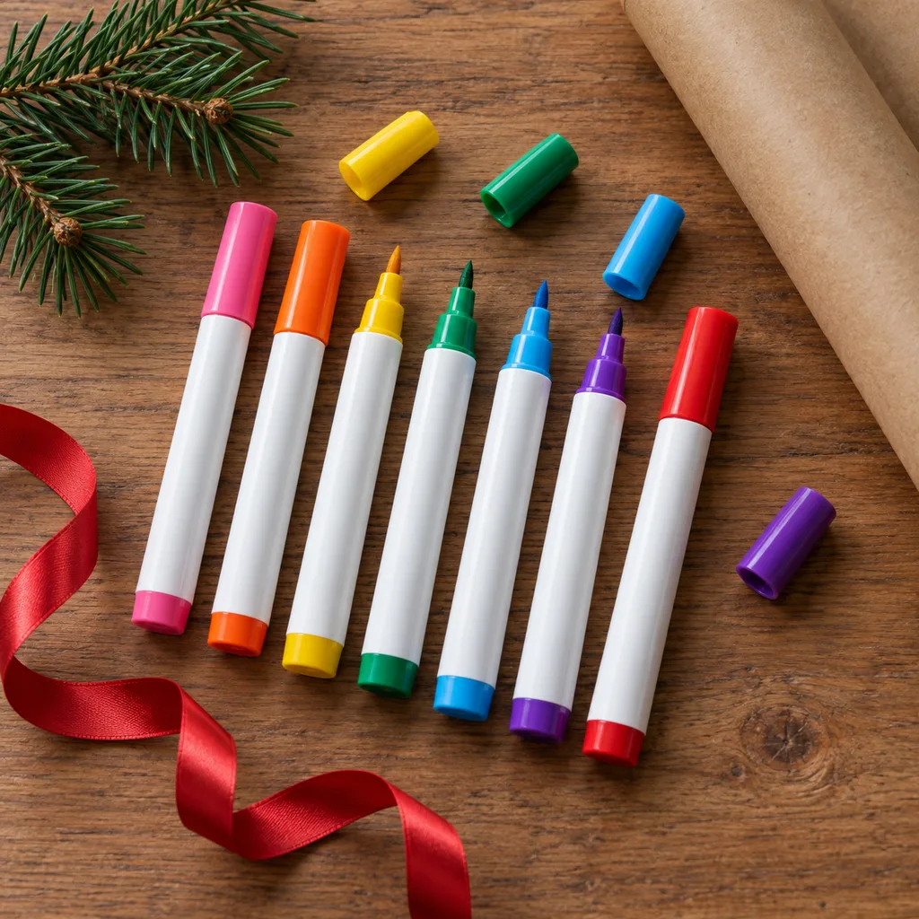 Representative photo-style image of vibrant edible food marker set — generated, not a specific product