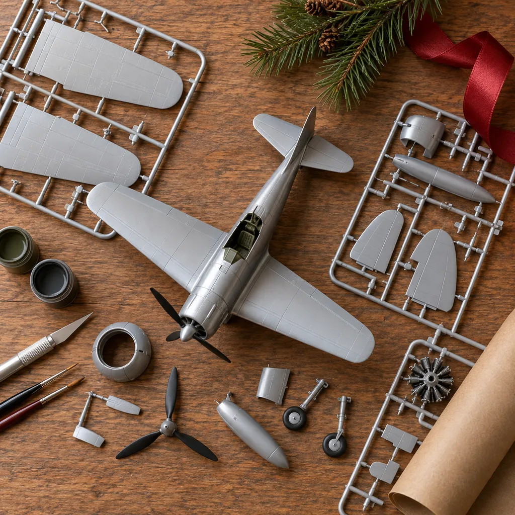 Representative photo-style image of vintage aircraft model kit — generated, not a specific product
