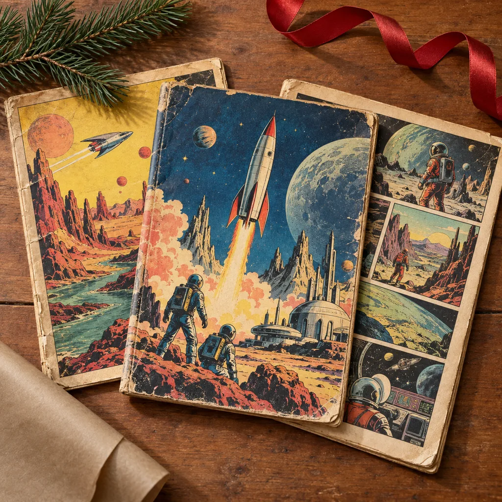 Representative photo-style image of vintage comic books — generated, not a specific product