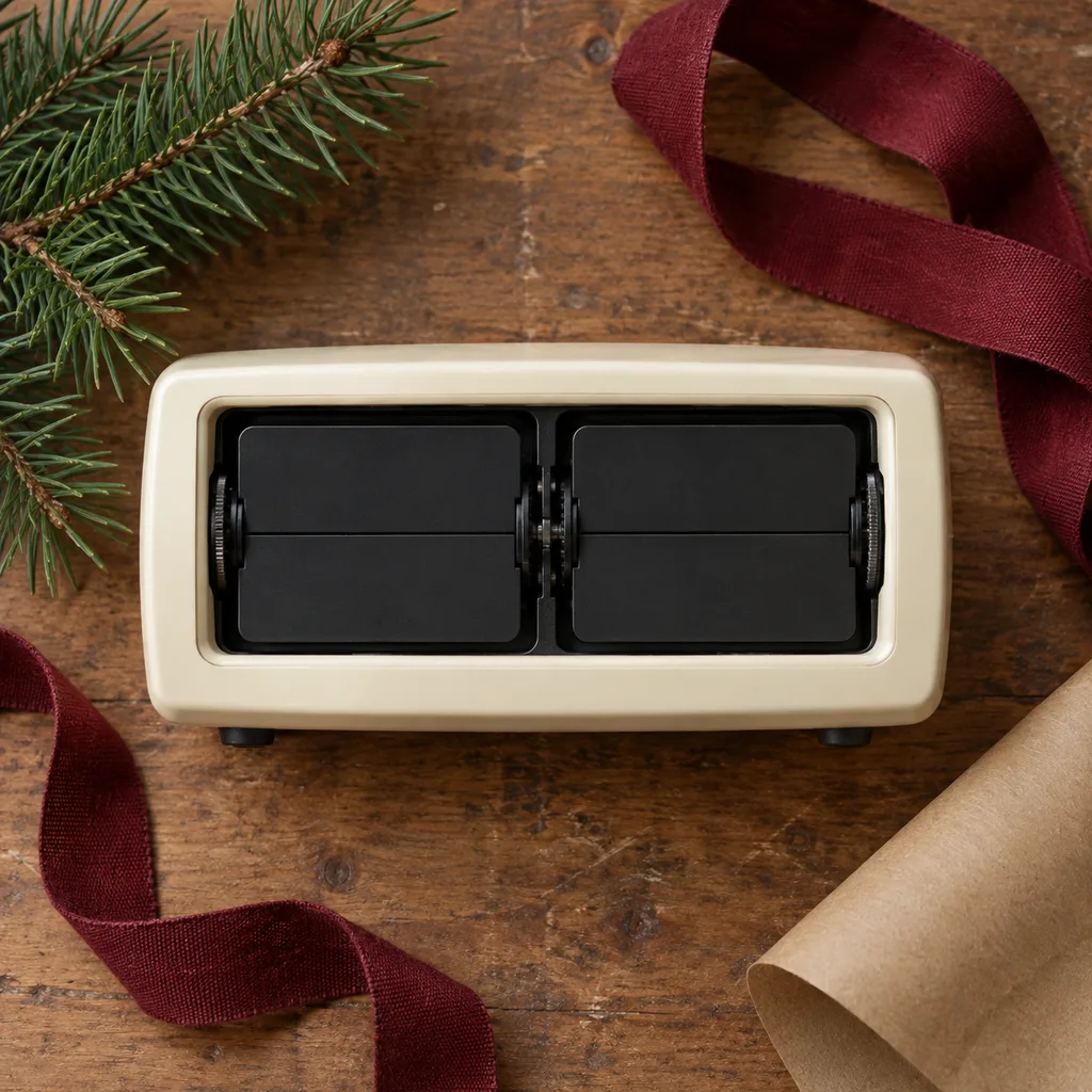 Representative photo-style image of vintage style flip desk clock — generated, not a specific product