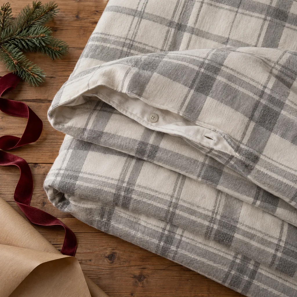 Representative photo-style image of flannel duvet cover — generated, not a specific product