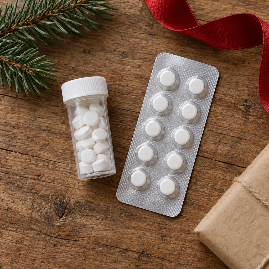 Representative photo-style image of water purification tablets — generated, not a specific product