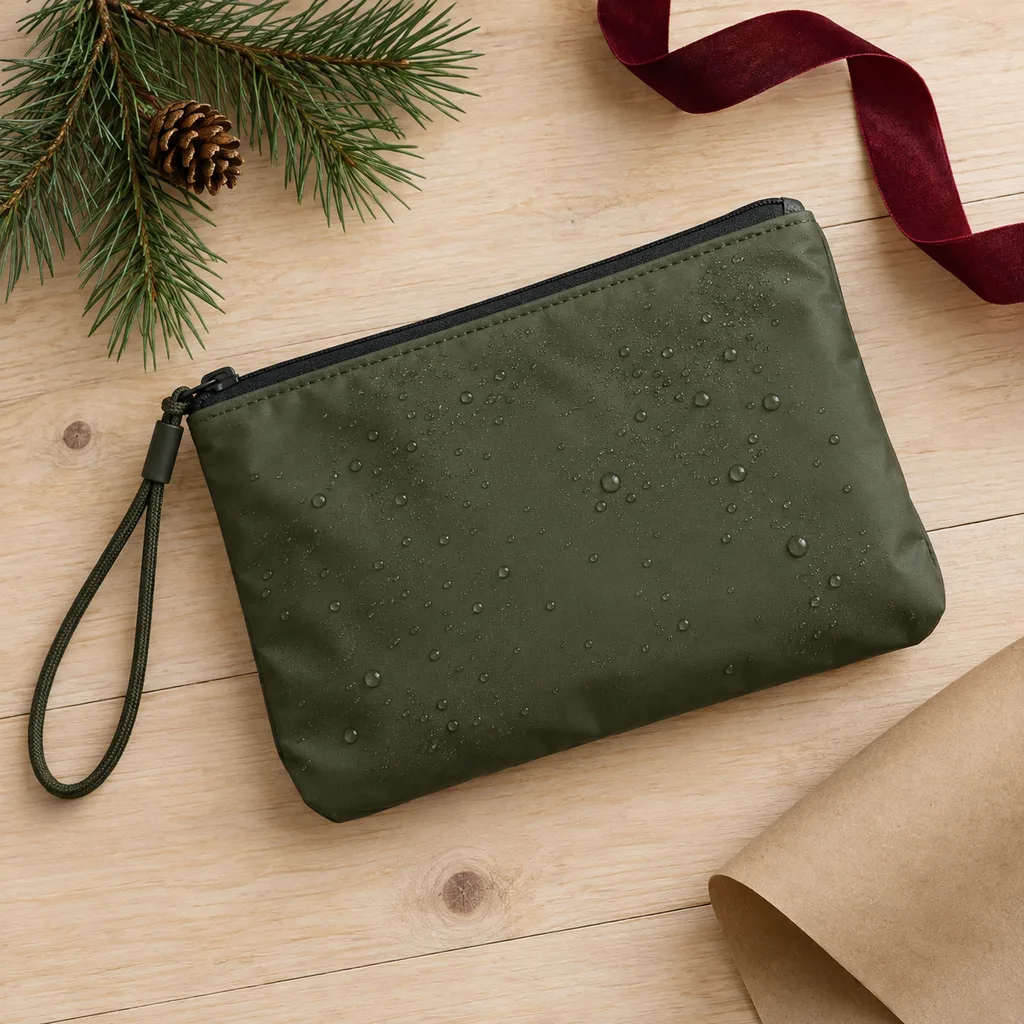 Representative photo-style image of water resistant travel pouch — generated, not a specific product