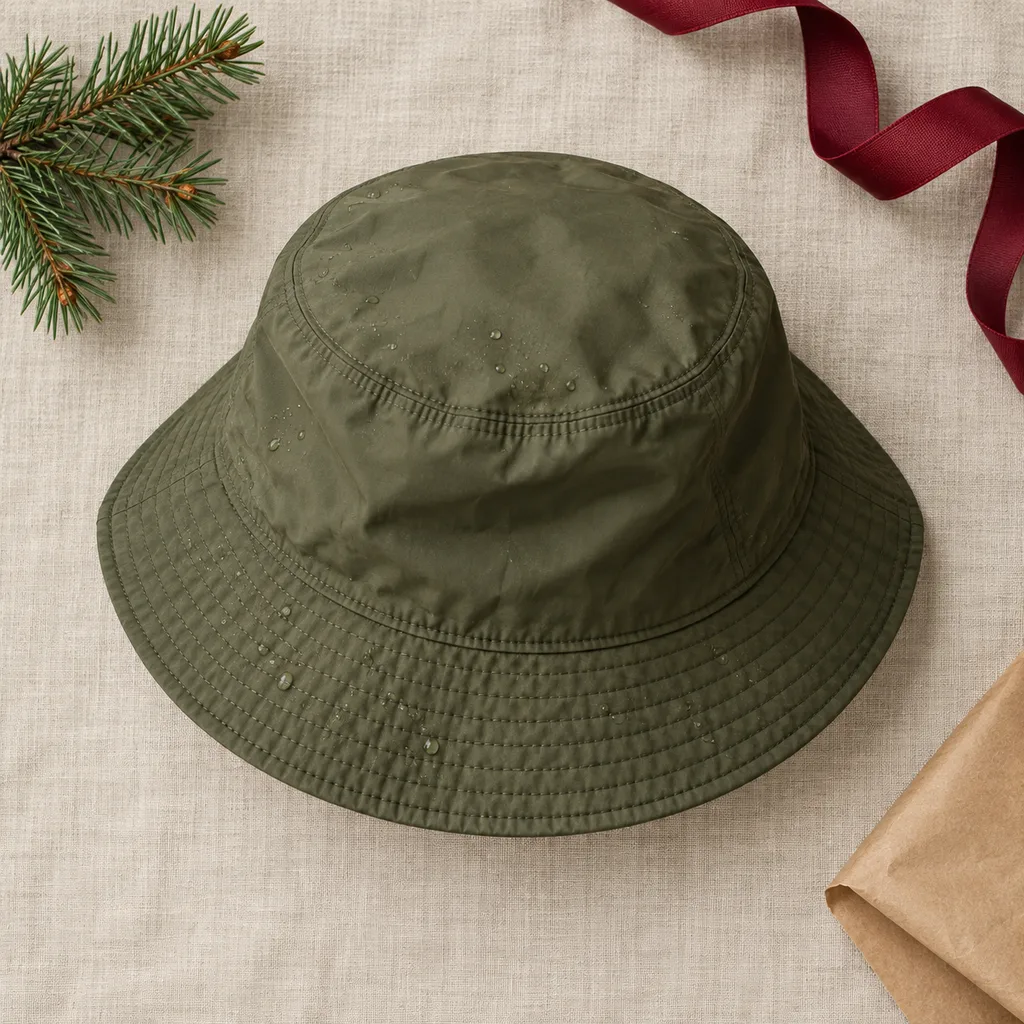 Representative photo-style image of weather-resistant bucket hat — generated, not a specific product