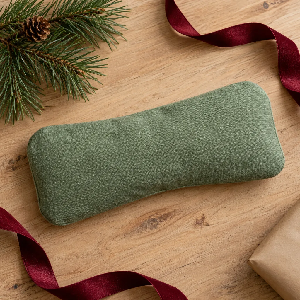 Representative photo-style image of weighted comfort eye pillow — generated, not a specific product