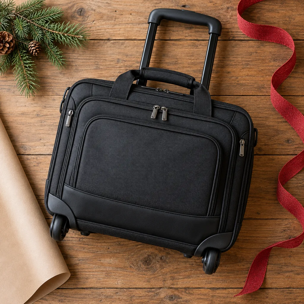 Representative photo-style image of wheeled laptop rolling case — generated, not a specific product