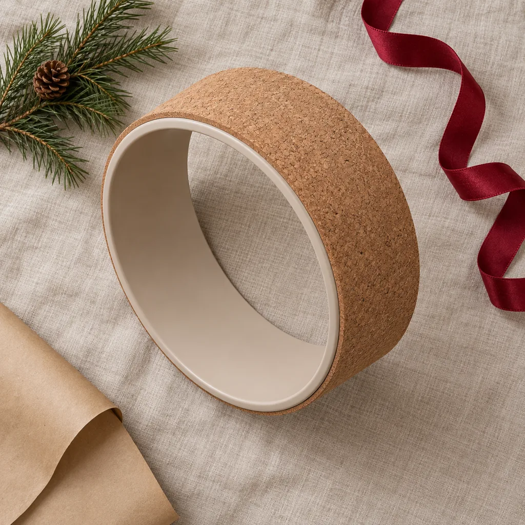 Representative photo-style image of wide yoga support wheel — generated, not a specific product