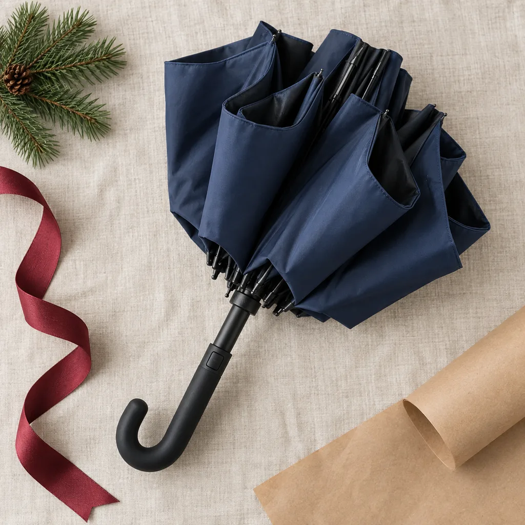 Representative photo-style image of wind-resistant inverted umbrella — generated, not a specific product
