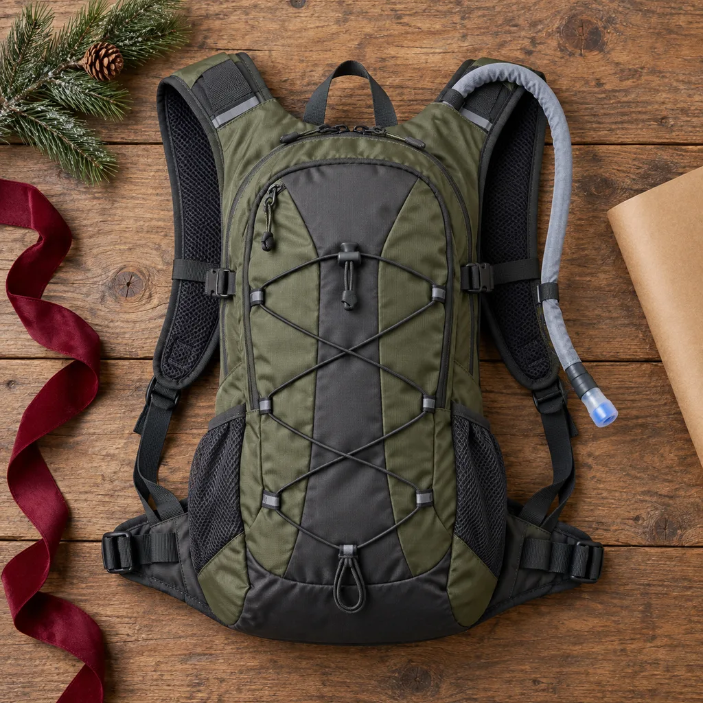 Representative photo-style image of winter hydration pack — generated, not a specific product