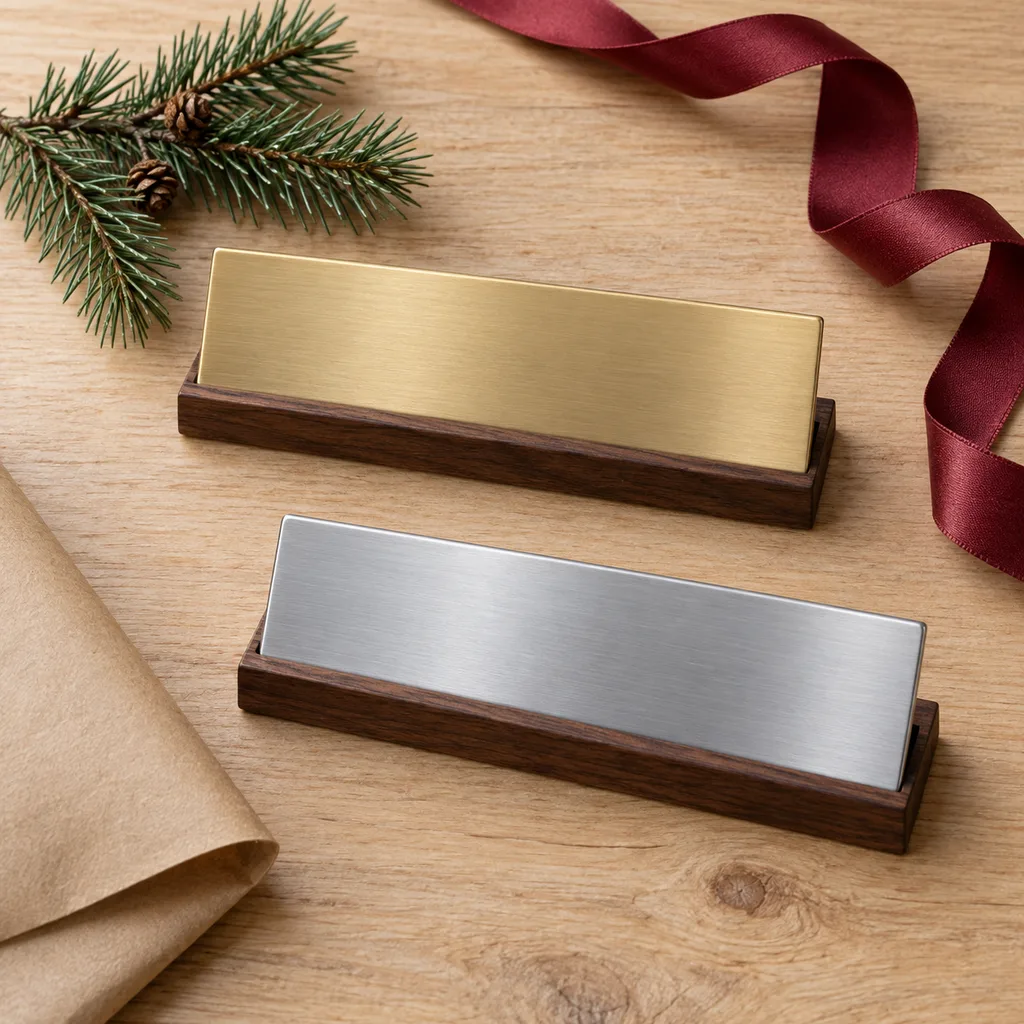 Representative photo-style image of office name plaques — generated, not a specific product