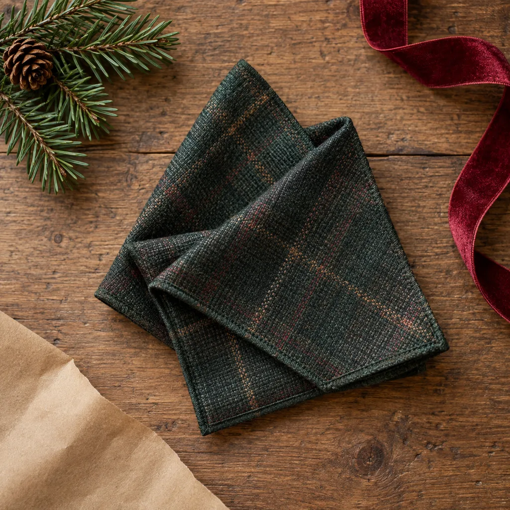 Representative photo-style image of wool blend pocket square — generated, not a specific product