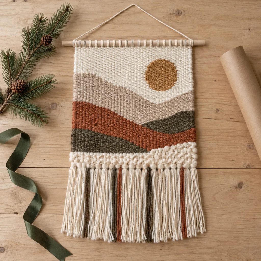Representative photo-style image of woven tapestry wall hanging — generated, not a specific product