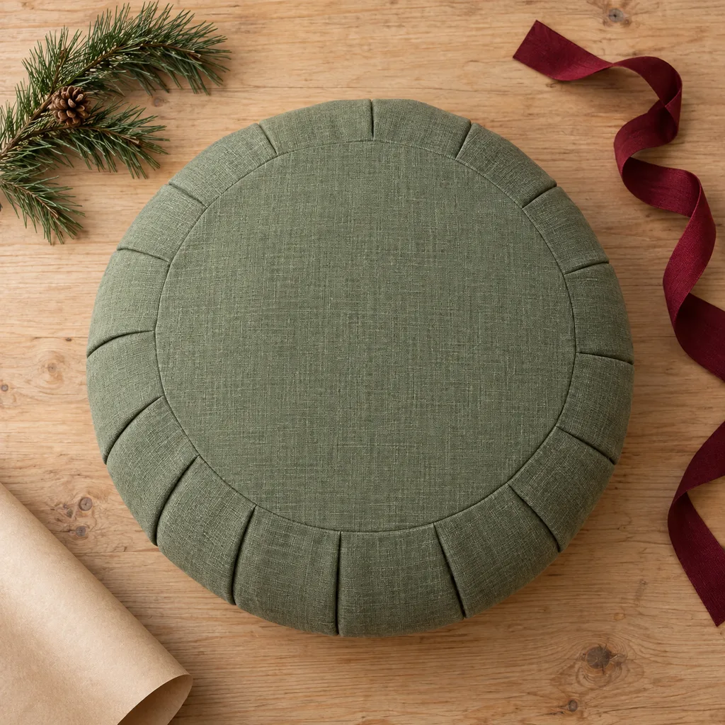 Representative photo-style image of zafu meditation cushion — generated, not a specific product